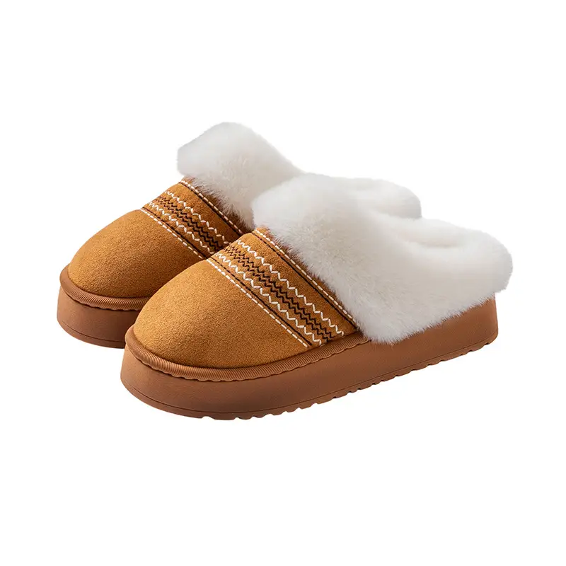 Thickened Plush Cotton Slippers for Women, Autumn and Winter Indoor Home Use, Warm Fleece-Lined Bedroom Slippers, Wedding and Postpartum Slippers - Image 8