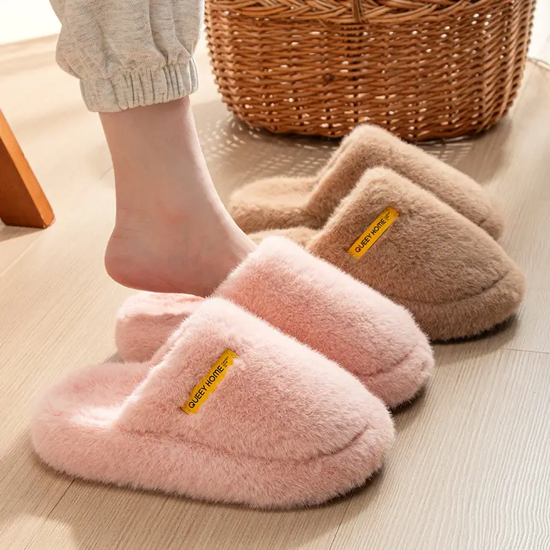 Autumn and Winter New Fashionable Thick-Soled Yunrou Warm Couple Style Men's and Women's Home and Outdoor Furry Cotton Slippers - Image 4