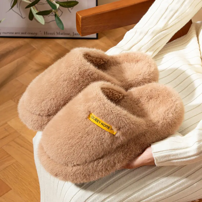 Autumn and Winter New Fashionable Thick-Soled Yunrou Warm Couple Style Men's and Women's Home and Outdoor Furry Cotton Slippers - Image 5