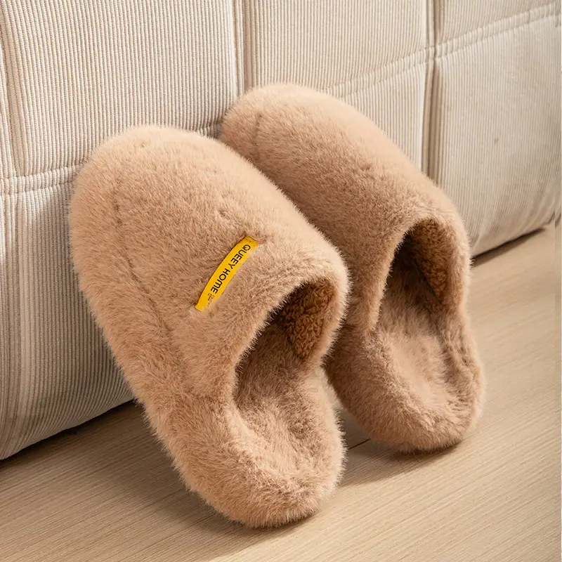 Autumn and Winter New Fashionable Thick-Soled Yunrou Warm Couple Style Men's and Women's Home and Outdoor Furry Cotton Slippers - Image 7