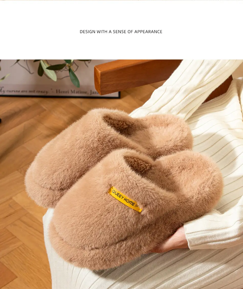 Autumn and Winter New Fashionable Thick-Soled Yunrou Warm Couple Style Men's and Women's Home and Outdoor Furry Cotton Slippers — feature 2