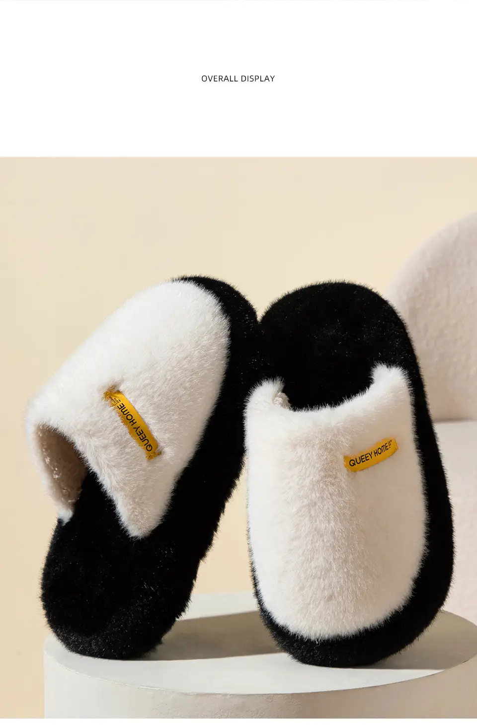 Autumn and Winter New Fashionable Thick-Soled Yunrou Warm Couple Style Men's and Women's Home and Outdoor Furry Cotton Slippers — feature 5
