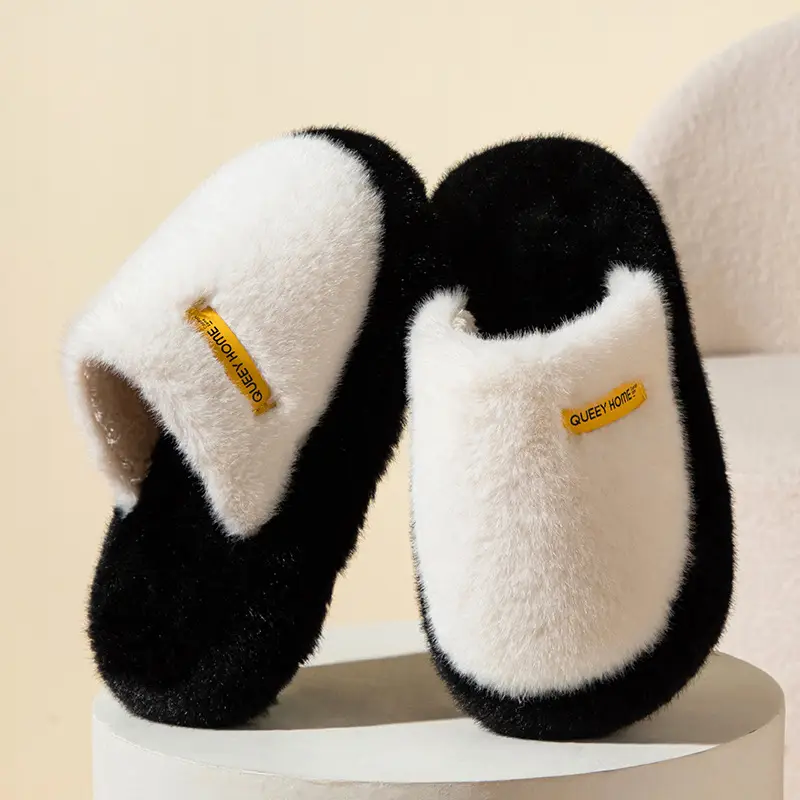 Autumn and Winter New Fashionable Thick-Soled Yunrou Warm Couple Style Men's and Women's Home and Outdoor Furry Cotton Slippers - Image 2