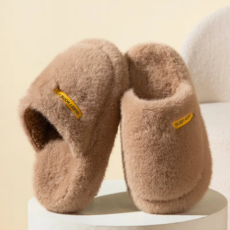 Autumn and Winter New Fashionable Thick-Soled Yunrou Warm Couple Style Men's and Women's Home and Outdoor Furry Cotton Slippers - Image 3