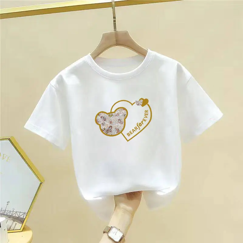 Pure Cotton Cute Cartoon T-Shirt for Girls Boys Large - Image 37