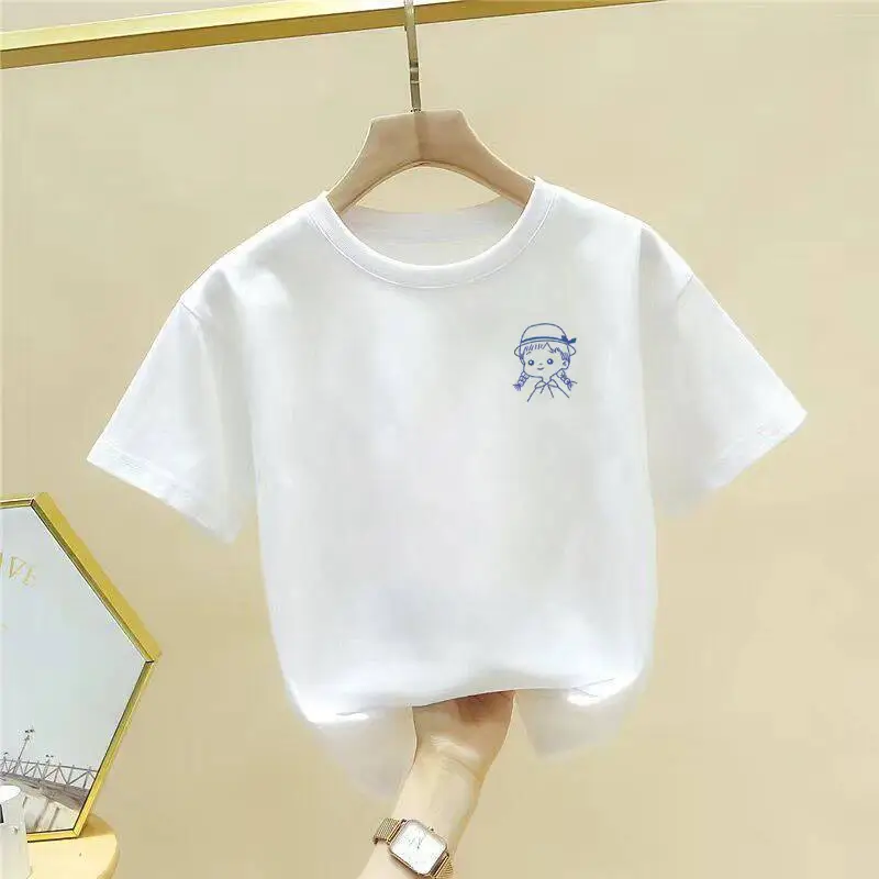 Pure Cotton Cute Cartoon T-Shirt for Girls Boys Large - Image 30