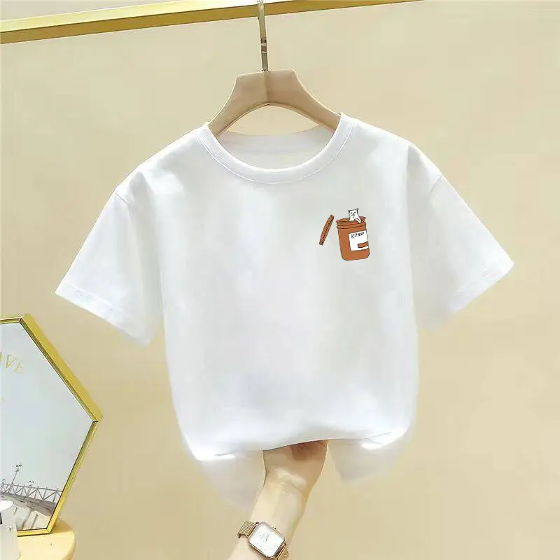 Pure Cotton Cute Cartoon T-Shirt for Girls Boys Large - Image 33