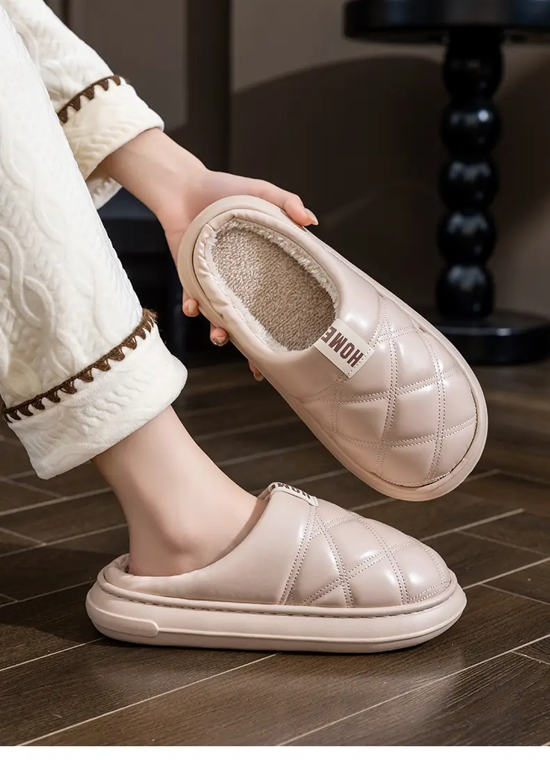 Winter Black PU Leather Slippers for Men — feature 12