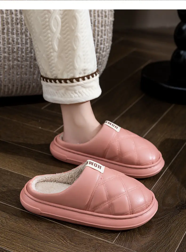 Winter Black PU Leather Slippers for Men — feature 15