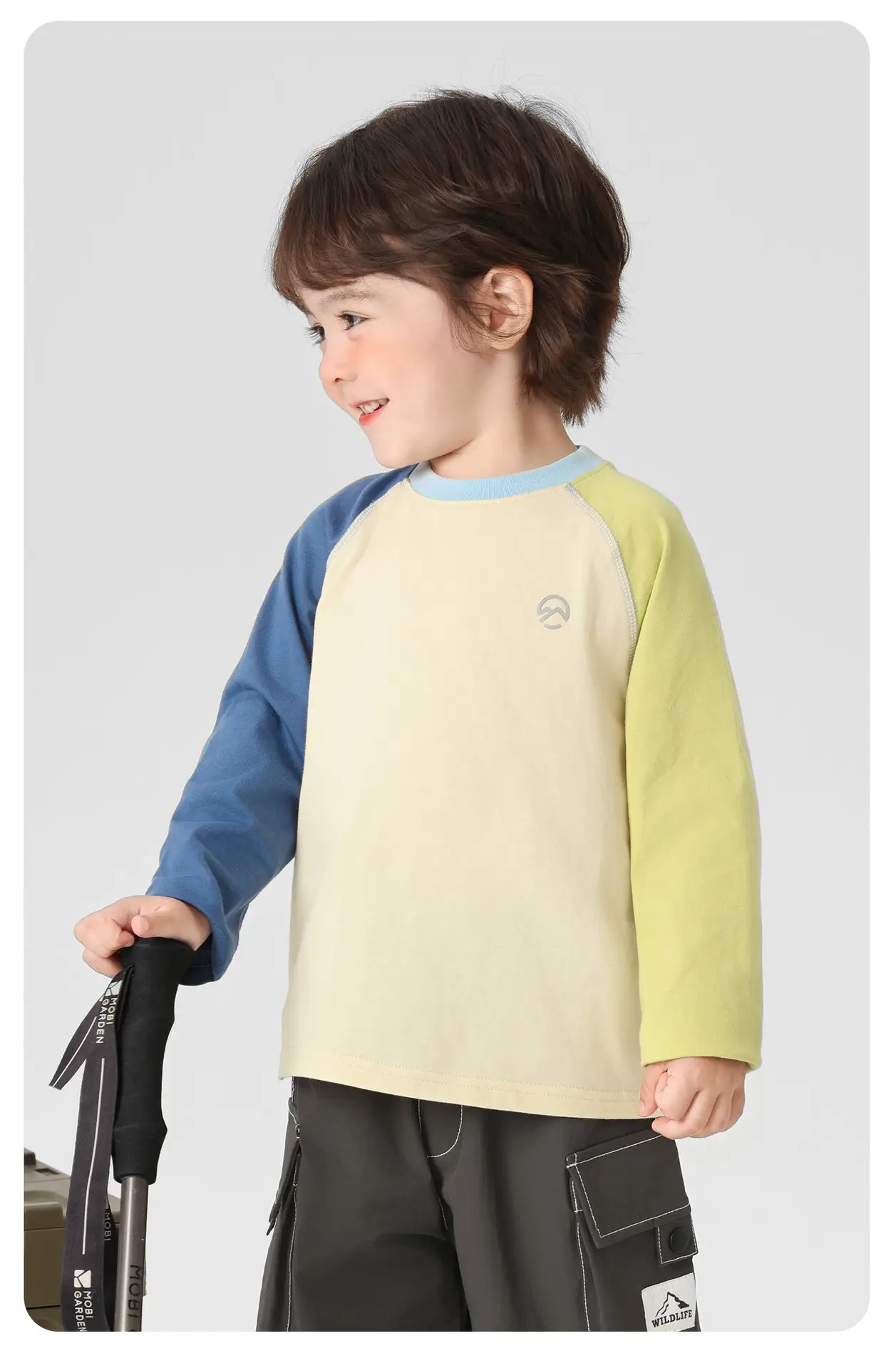 Right European Boys Pure Cotton Long Sleeve T-Shirt Yellow Blue — feature 15