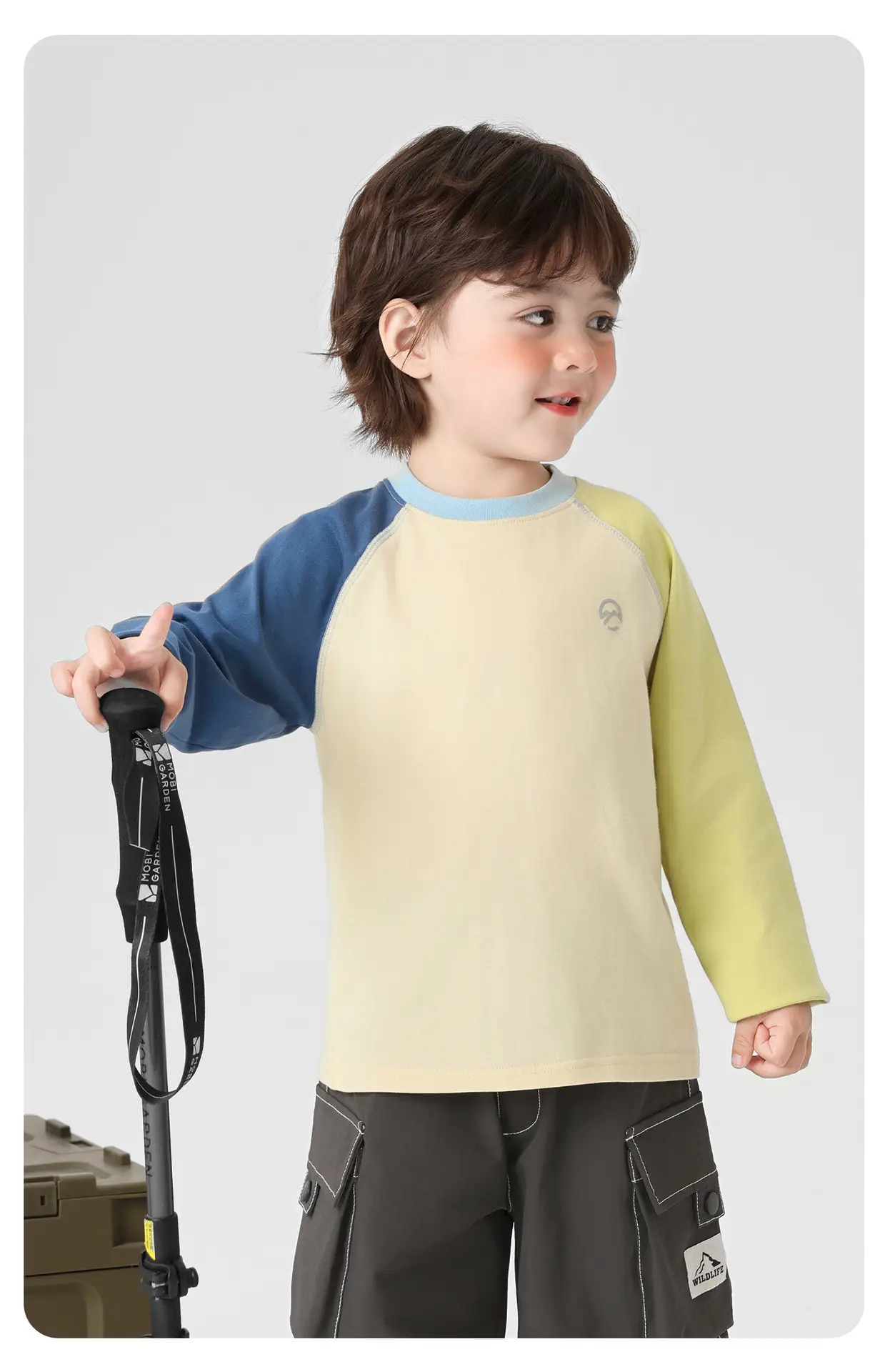 Right European Boys Pure Cotton Long Sleeve T-Shirt Yellow Blue — feature 16