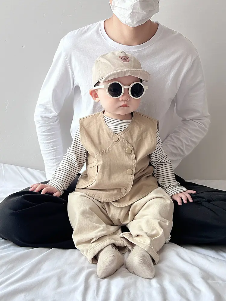 Boys Korean Style Vest T-Shirt Pants Three-Piece Set