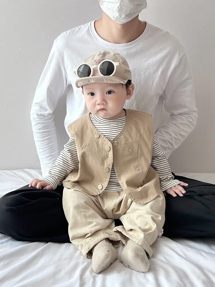 Boys Korean Style Vest T-Shirt Pants Three-Piece Set