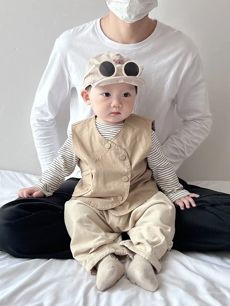 Boys Korean Style Vest T-Shirt Pants Three-Piece Set