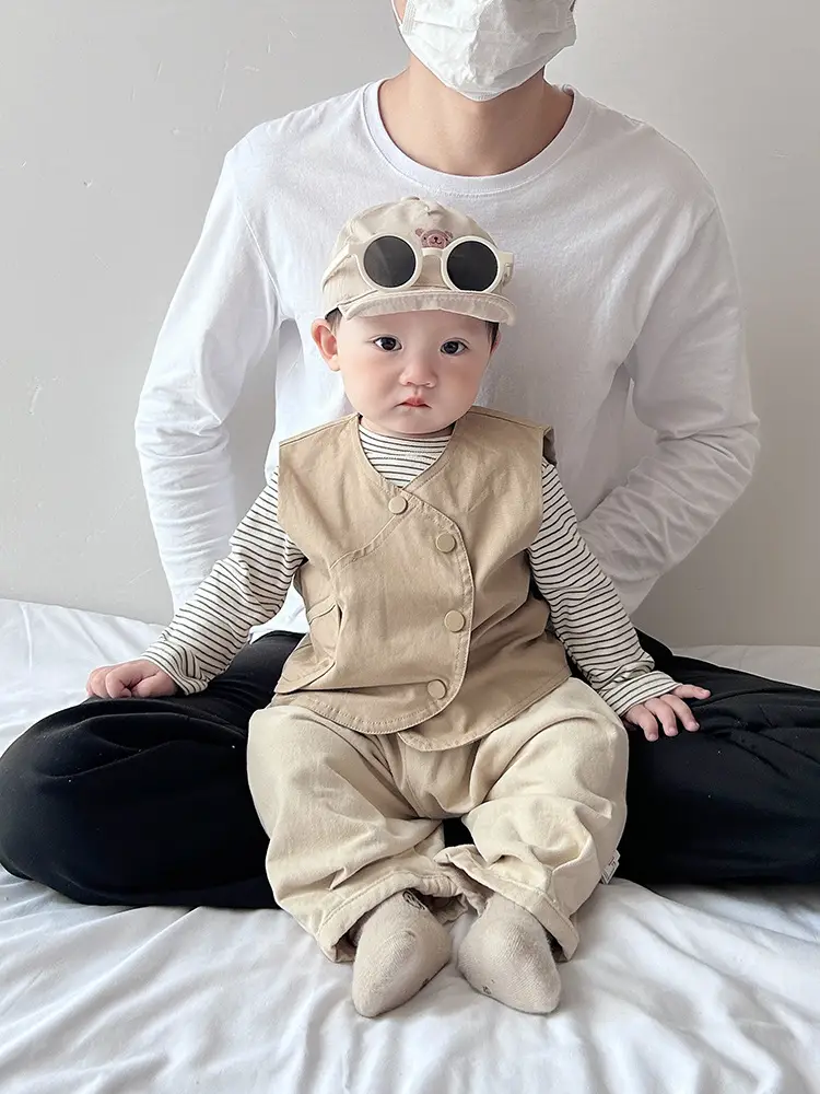 Boys Korean Style Vest T-Shirt Pants Three-Piece Set