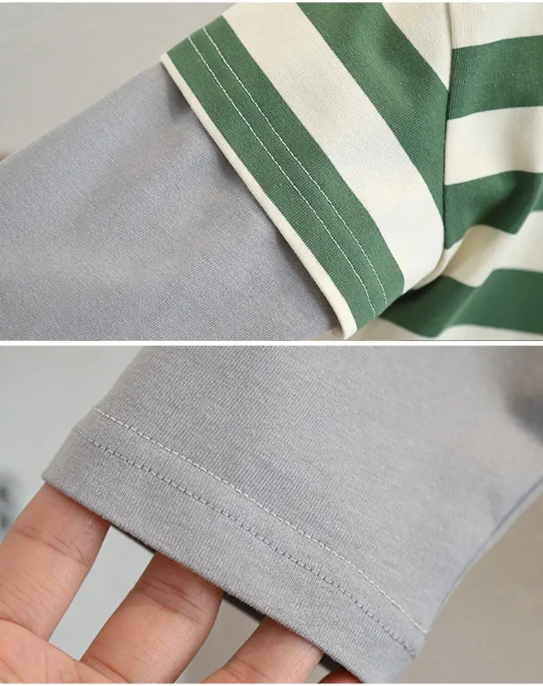 Boys Green Striped Long Sleeve Sweatshirt Set — feature 11