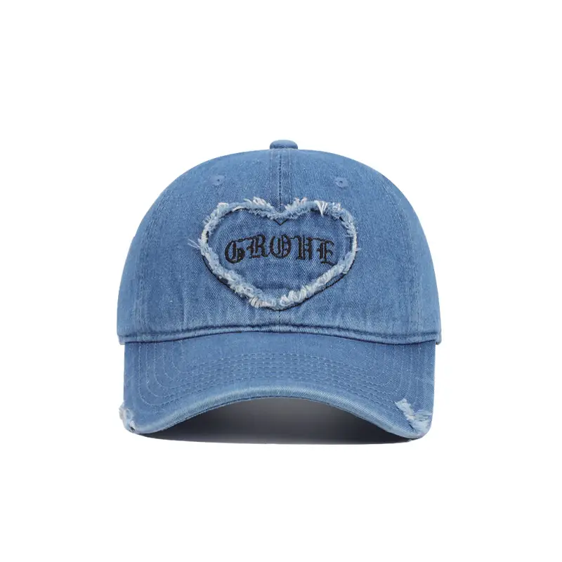 Light Blue Heart Patch Baseball Cap Unisex - Image 8
