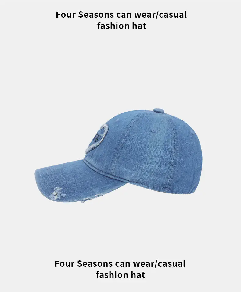Light Blue Heart Patch Baseball Cap Unisex — feature 12