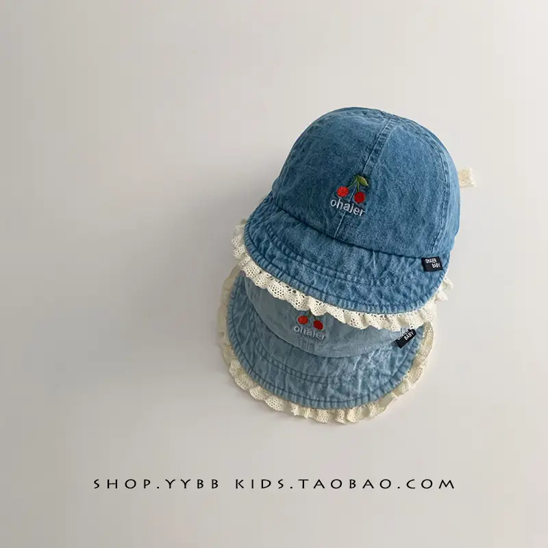 Blue Washed Denim Baby Cap with Peaked Brim - Image 4