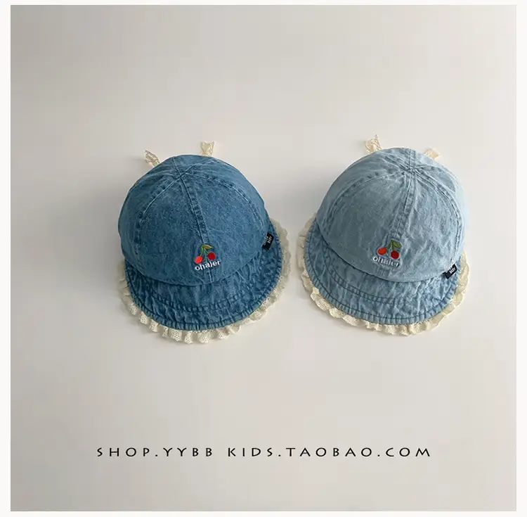 Blue Washed Denim Baby Cap with Peaked Brim — feature 1