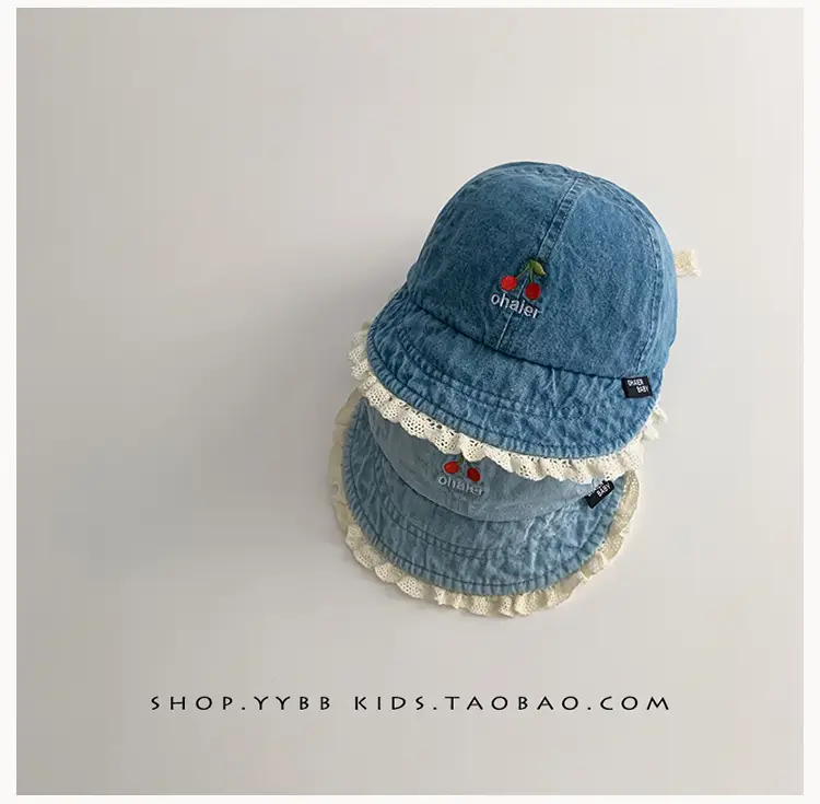 Blue Washed Denim Baby Cap with Peaked Brim — feature 2