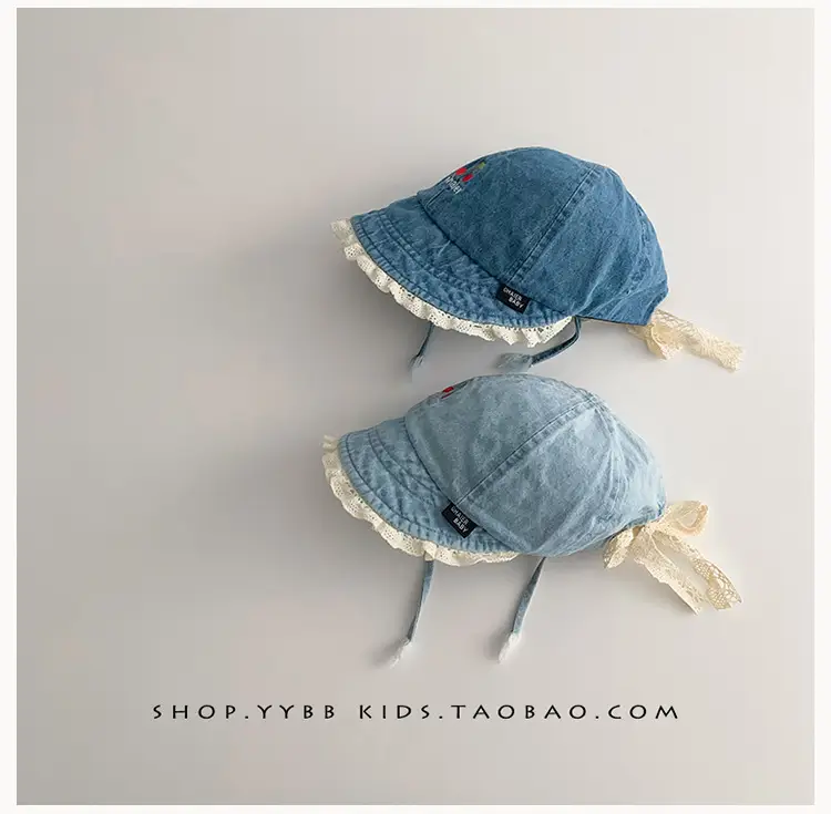 Blue Washed Denim Baby Cap with Peaked Brim — feature 3