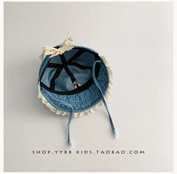 Blue Washed Denim Baby Cap with Peaked Brim — feature 5