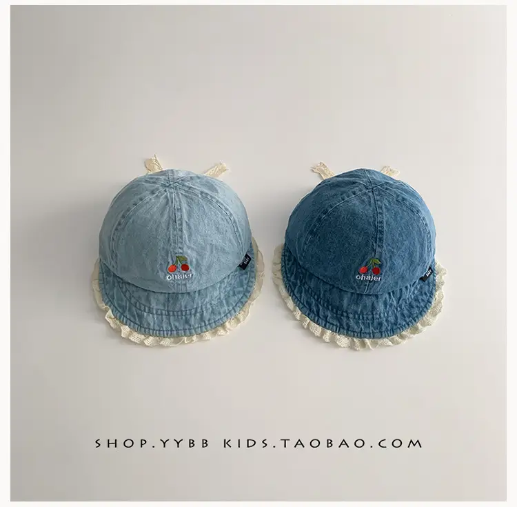 Blue Washed Denim Baby Cap with Peaked Brim — feature 6