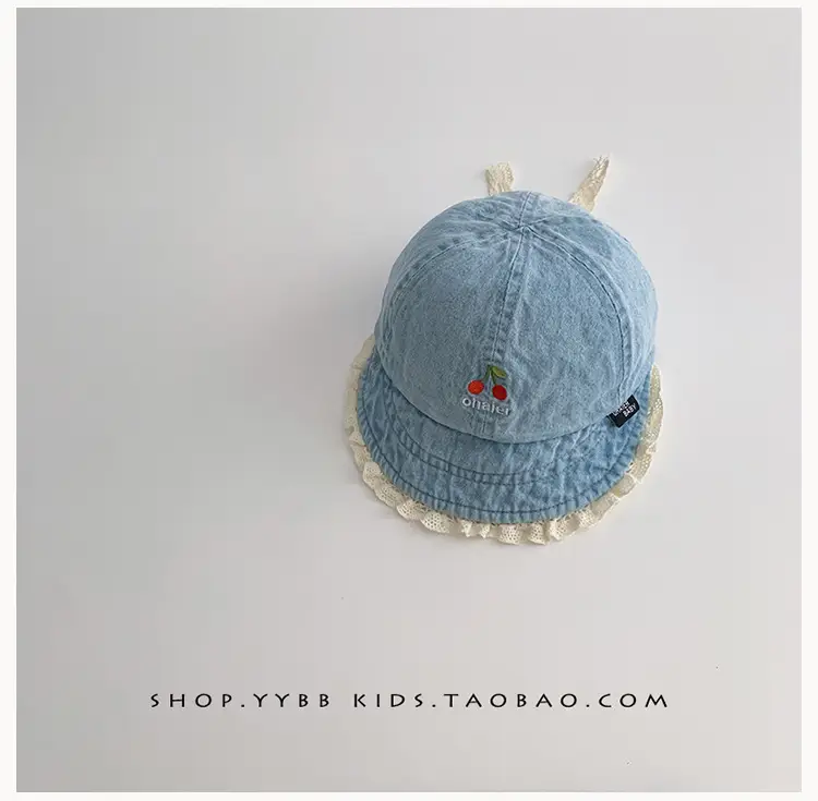 Blue Washed Denim Baby Cap with Peaked Brim — feature 8