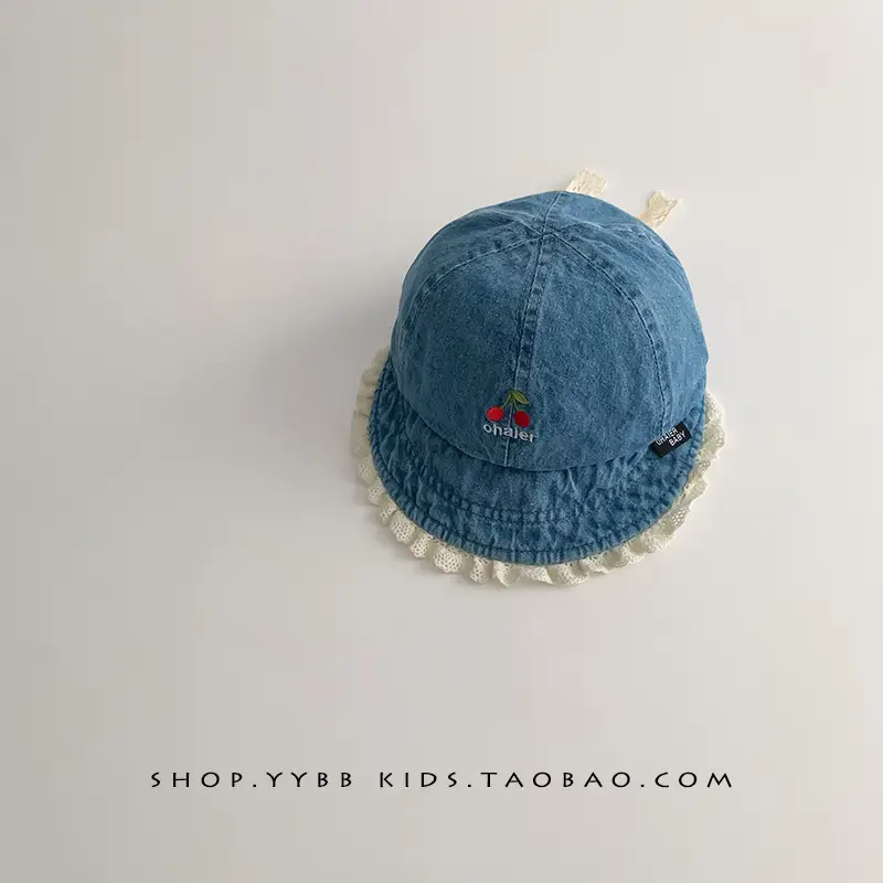 Blue Washed Denim Baby Cap with Peaked Brim - Image 2