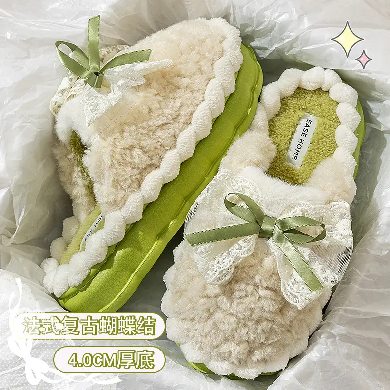 Women Winter Bow Cotton Slippers Warm Non-Slip 2025 - Image 2
