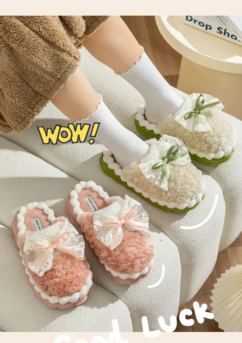 Women Winter Bow Cotton Slippers Warm Non-Slip 2025 — feature 18