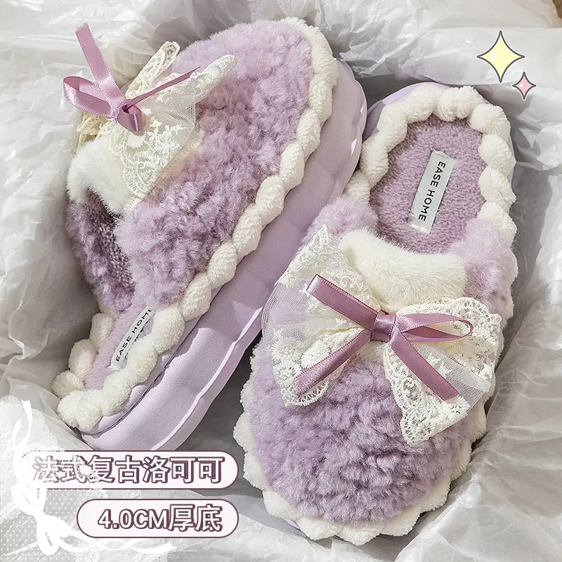 Women Winter Bow Cotton Slippers Warm Non-Slip 2025 - Image 3