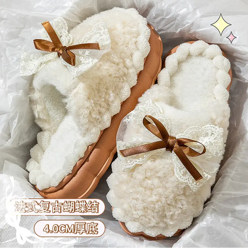 Women Winter Bow Cotton Slippers Warm Non-Slip 2025 - Image 4