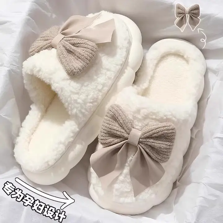 Women Winter Bow Cotton Slippers Warm Non-Slip 2025 - Image 5