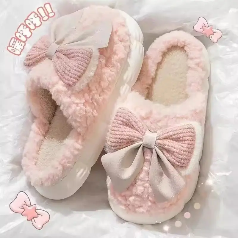 Women Winter Bow Cotton Slippers Warm Non-Slip 2025 - Image 6