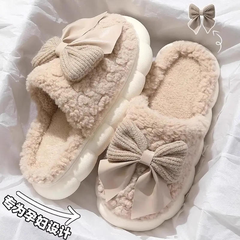 Women Winter Bow Cotton Slippers Warm Non-Slip 2025 - Image 7