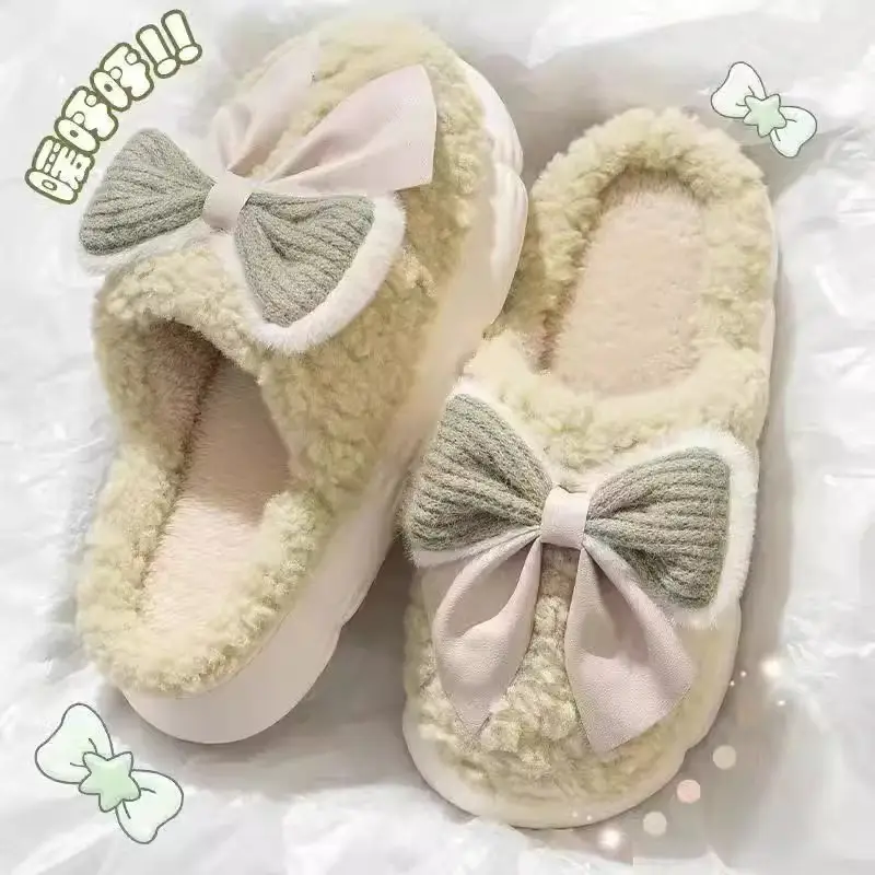 Women Winter Bow Cotton Slippers Warm Non-Slip 2025 - Image 8