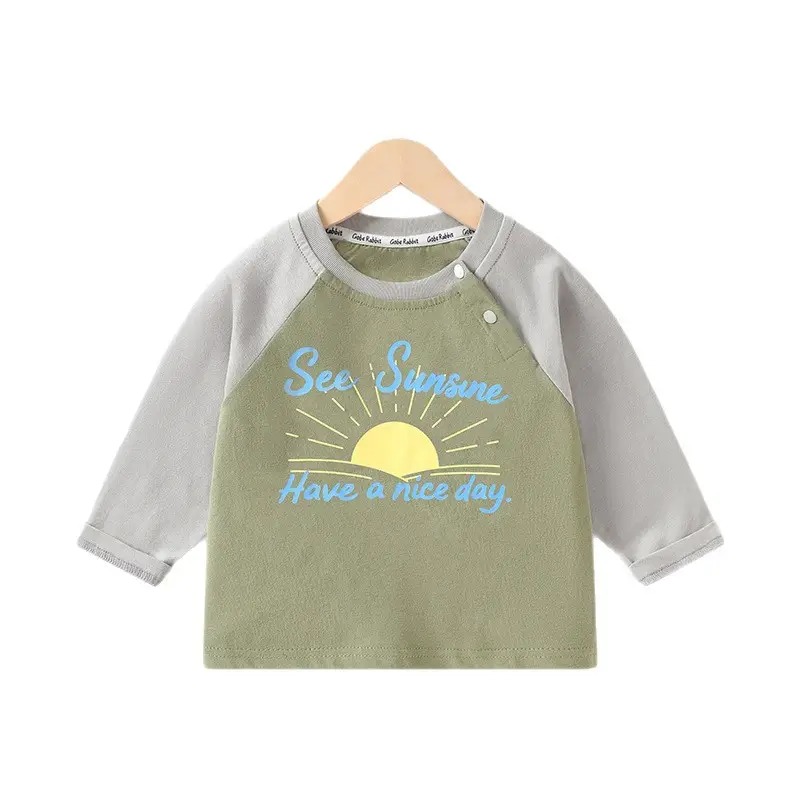 Kids Printed Cotton T-Shirt Orange White Long Sleeve - Image 9