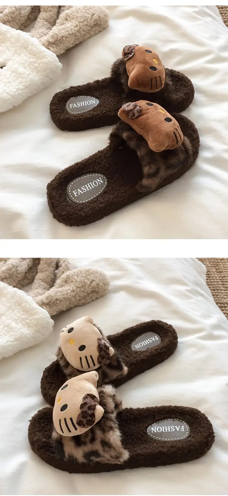 Cross-Border 2025 New Autumn and Winter Leopard Print Fur Slippers for Women's Home Warm and Cute Soft-Soled Cotton Slippers for Women's Outer Wear — feature 4