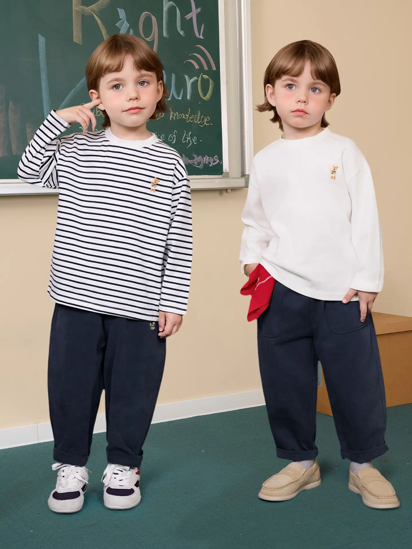 Right European Boys' Striped Long Sleeve T-Shirt 2025 - Image 8