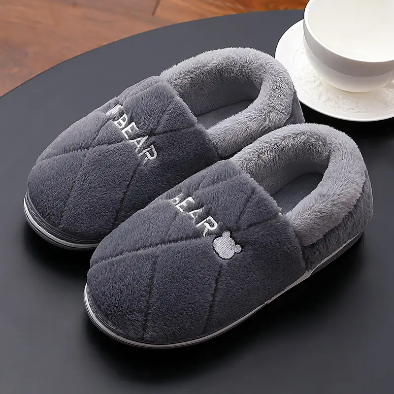 Large Size Cotton Slippers for Men, New Winter Style, Indoor Home Thick-Soled Warm Plush Slippers, Men's Cotton Shoes Wholesale - Image 7