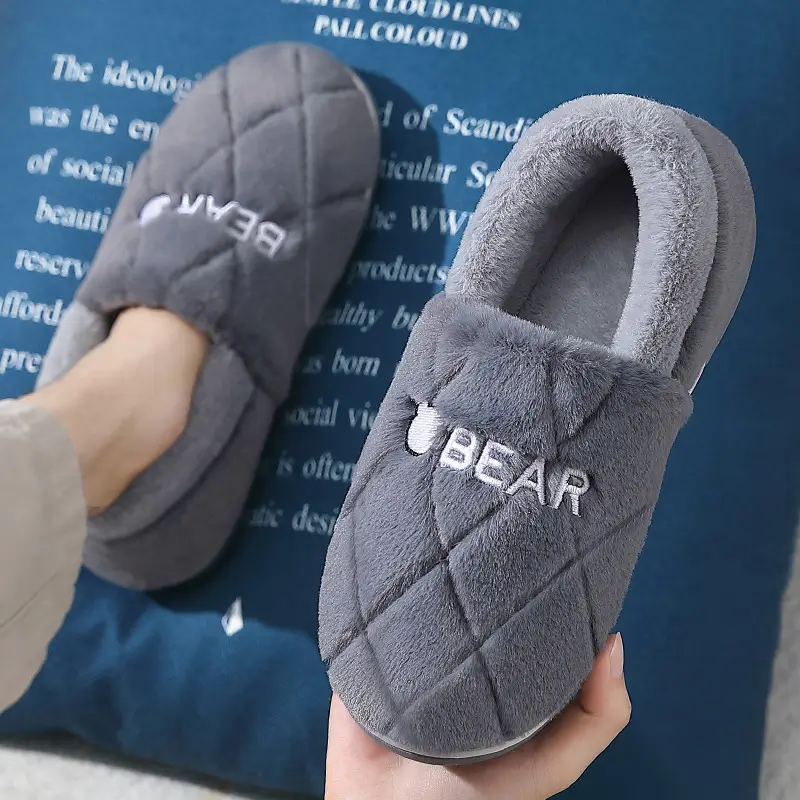 Large Size Cotton Slippers for Men, New Winter Style, Indoor Home Thick-Soled Warm Plush Slippers, Men's Cotton Shoes Wholesale - Image 8
