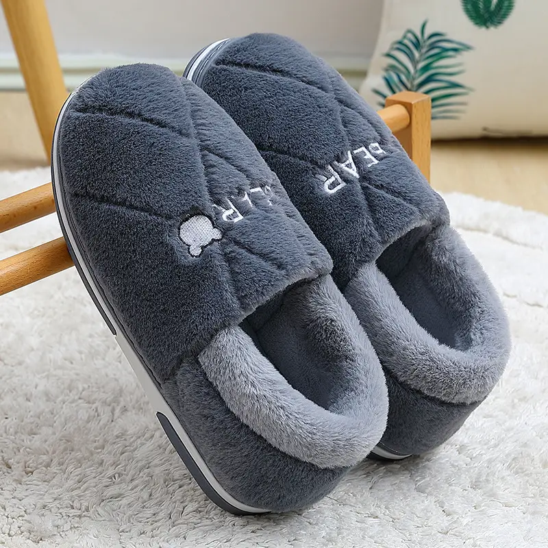Large Size Cotton Slippers for Men, New Winter Style, Indoor Home Thick-Soled Warm Plush Slippers, Men's Cotton Shoes Wholesale - Image 9