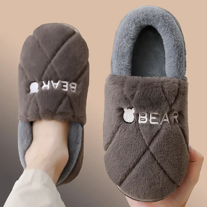 Large Size Cotton Slippers for Men, New Winter Style, Indoor Home Thick-Soled Warm Plush Slippers, Men's Cotton Shoes Wholesale - Image 3