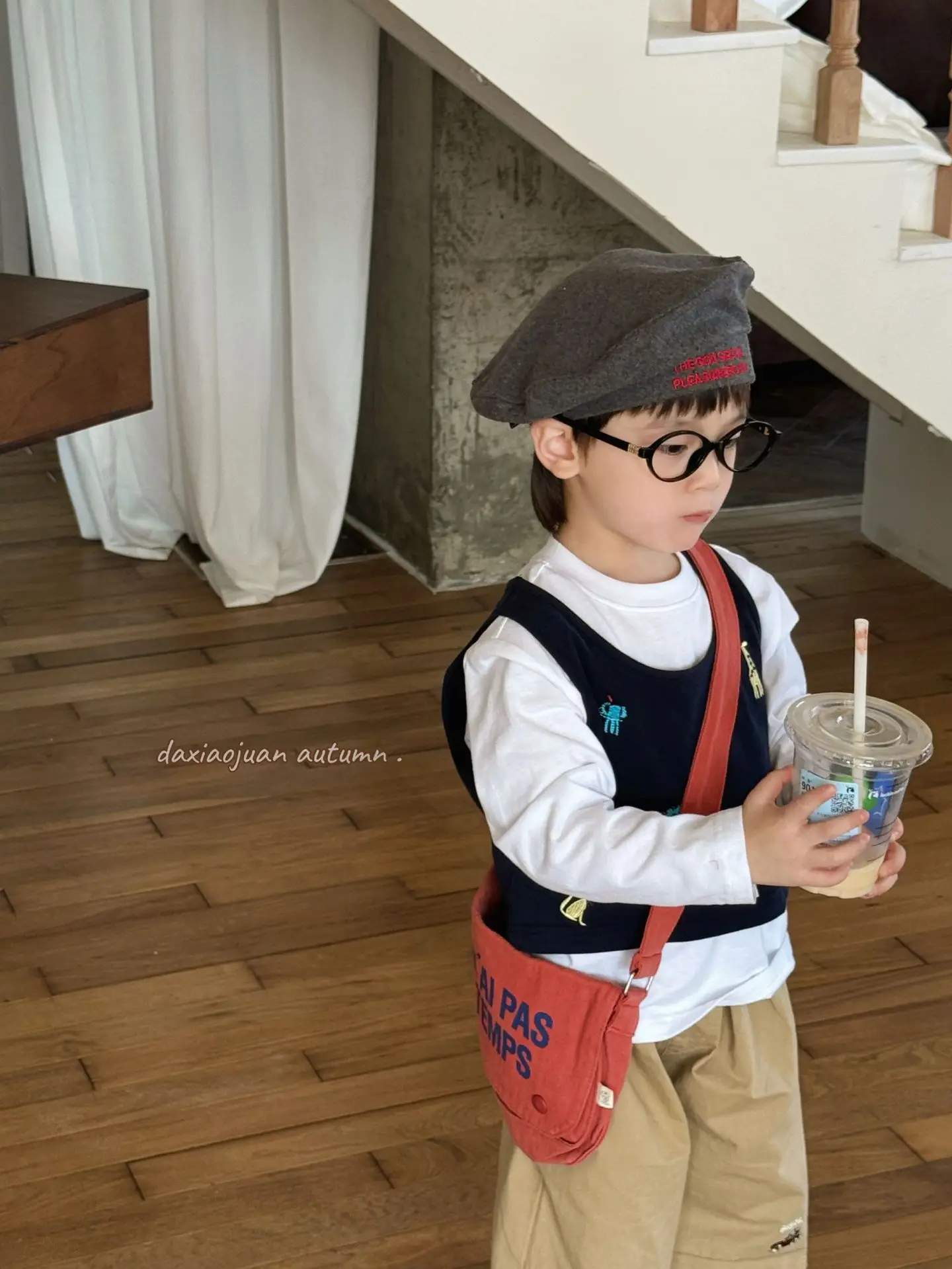 Boys Embroidered Japanese Vest T-Shirt Set with Hat — feature 13