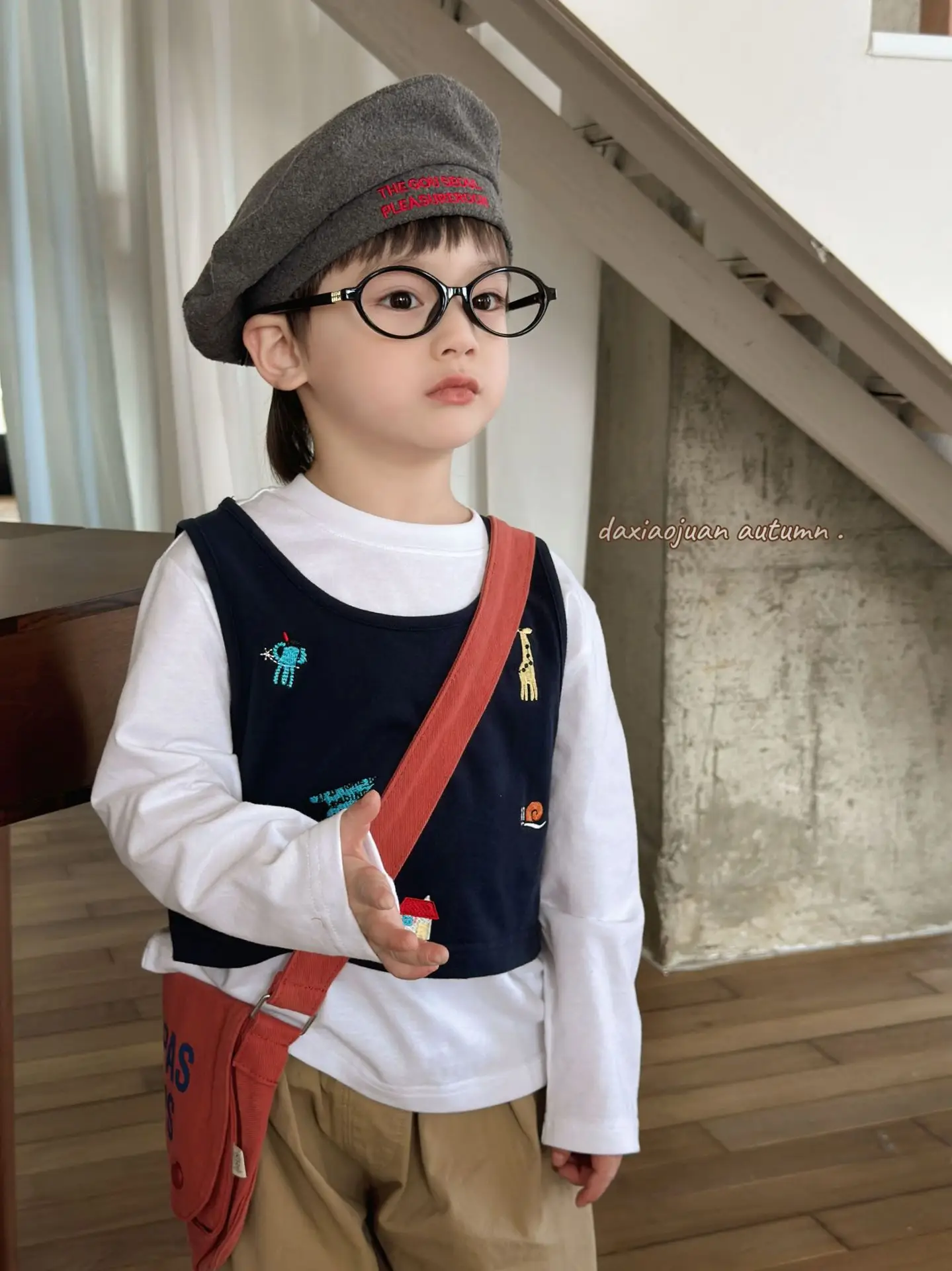 Boys Embroidered Japanese Vest T-Shirt Set with Hat — feature 3