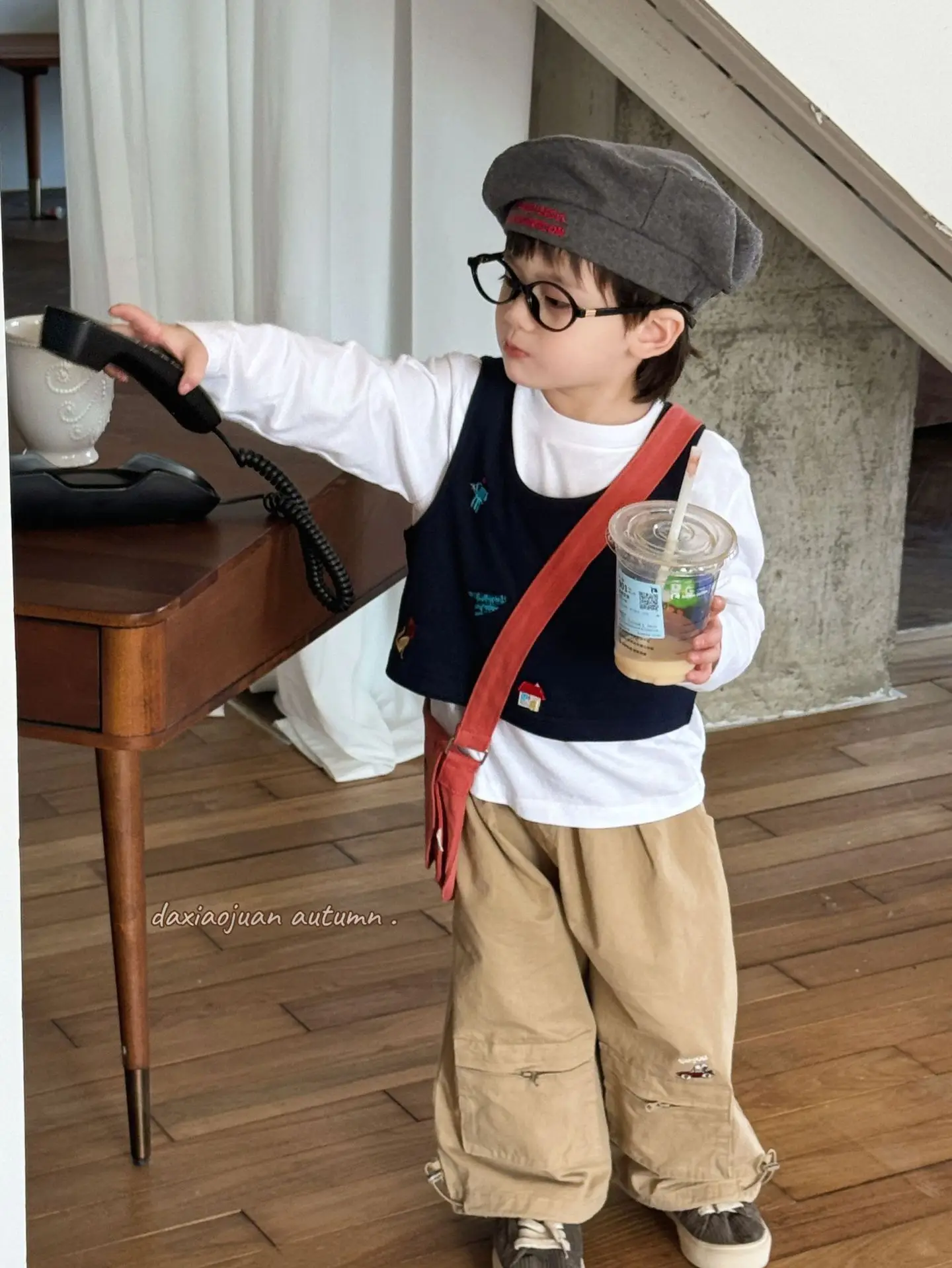Boys Embroidered Japanese Vest T-Shirt Set with Hat — feature 8