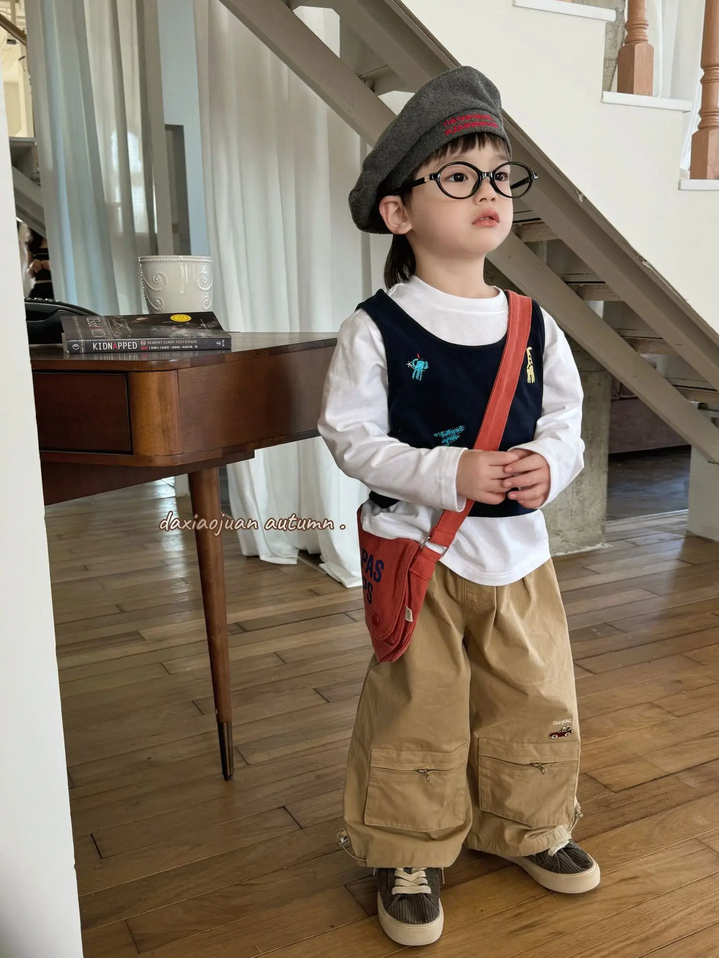 Boys Embroidered Japanese Vest T-Shirt Set with Hat — feature 9