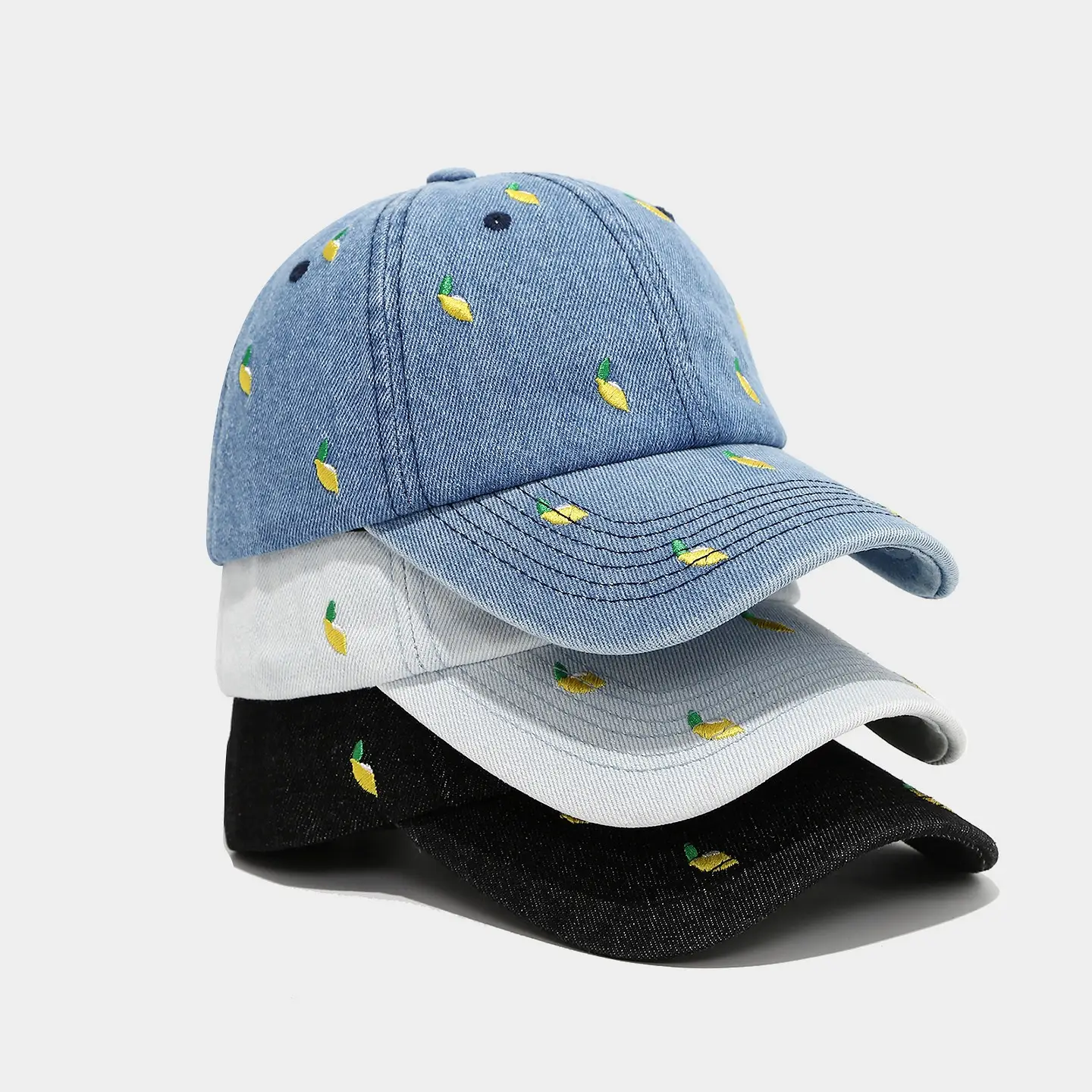 Women Denim Baseball Cap Mango Embroidery Casual Outdoor